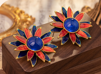 earrings  Alloy Multicolor Flower High Luxury Medieval Style Earrings Palace  Wholesale is available starting from 3 pieces.
