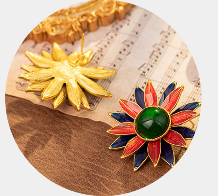 earrings  Alloy Multicolor Flower High Luxury Medieval Style Earrings Palace  Wholesale is available starting from 3 pieces.
