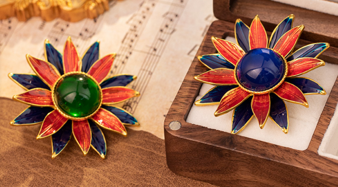 earrings  Alloy Multicolor Flower High Luxury Medieval Style Earrings Palace  Wholesale is available starting from 3 pieces.