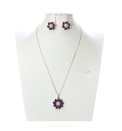 earrings  Autumn and winter niche flower jewelry set with diamond crystal for women necklace and earrings