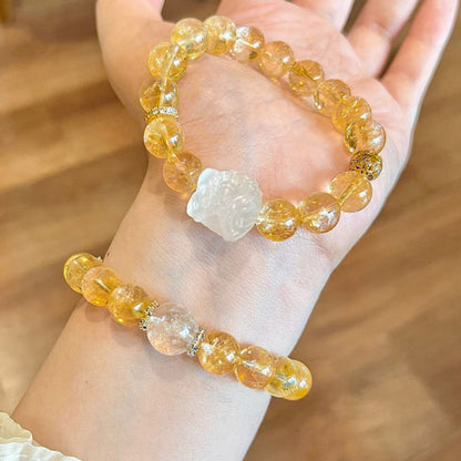 New Original Design Natural Yellow Ace Bracelet Yellow Crystal Lion Awakening White Crystal Bracelet