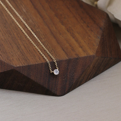 Agete simple round claw free diamond necklace 925 sterling silver gold-plated 10/20/30 layered collarbone chain