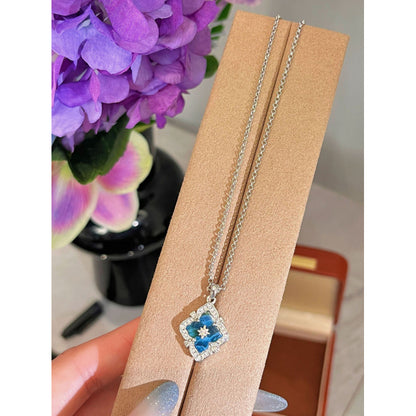 Vintage Italian Buchi Clover Blue Phosphorus Grey Necklace Bracelet Earrings