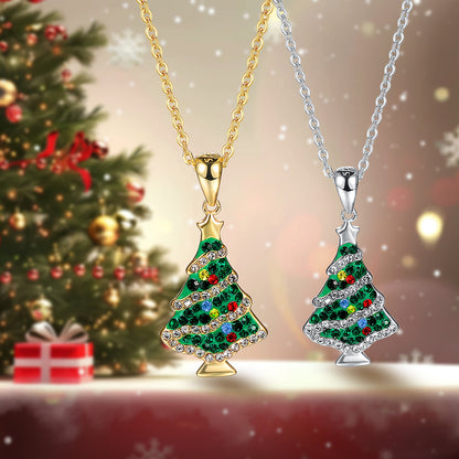 925 sterling silver colored zircon Christmas tree necklace, clothing chain, Christmas accessory