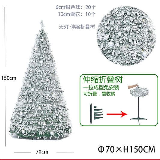2025 New Hot Selling Plush Falling Snow Scalable Folding Christmas Tree with LED Lights Christmas Decoration Tree
