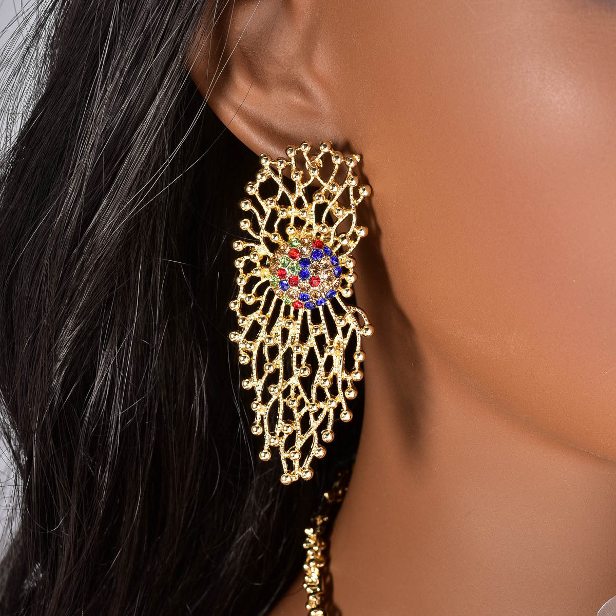 European and American Dubai 18K inlaid rhinestone necklace, earrings, rings, bracelets, jewelry set