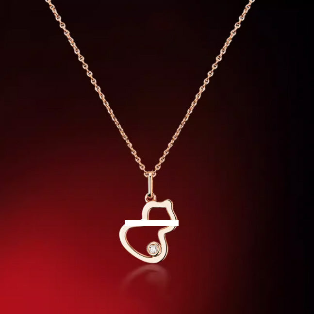 New Hulu Necklace Women's Red Agate White Beimu 925 Silver Ferry 18k Rose Gold Diamond Pendant Flat Ankle chain