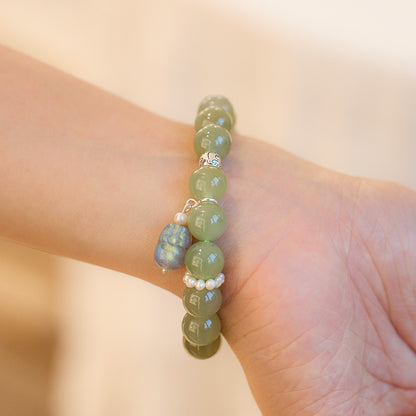 Bracelet  Hotan Jade Bracelet Women's S925 Silver Moonstone Pixiu Bracelet
