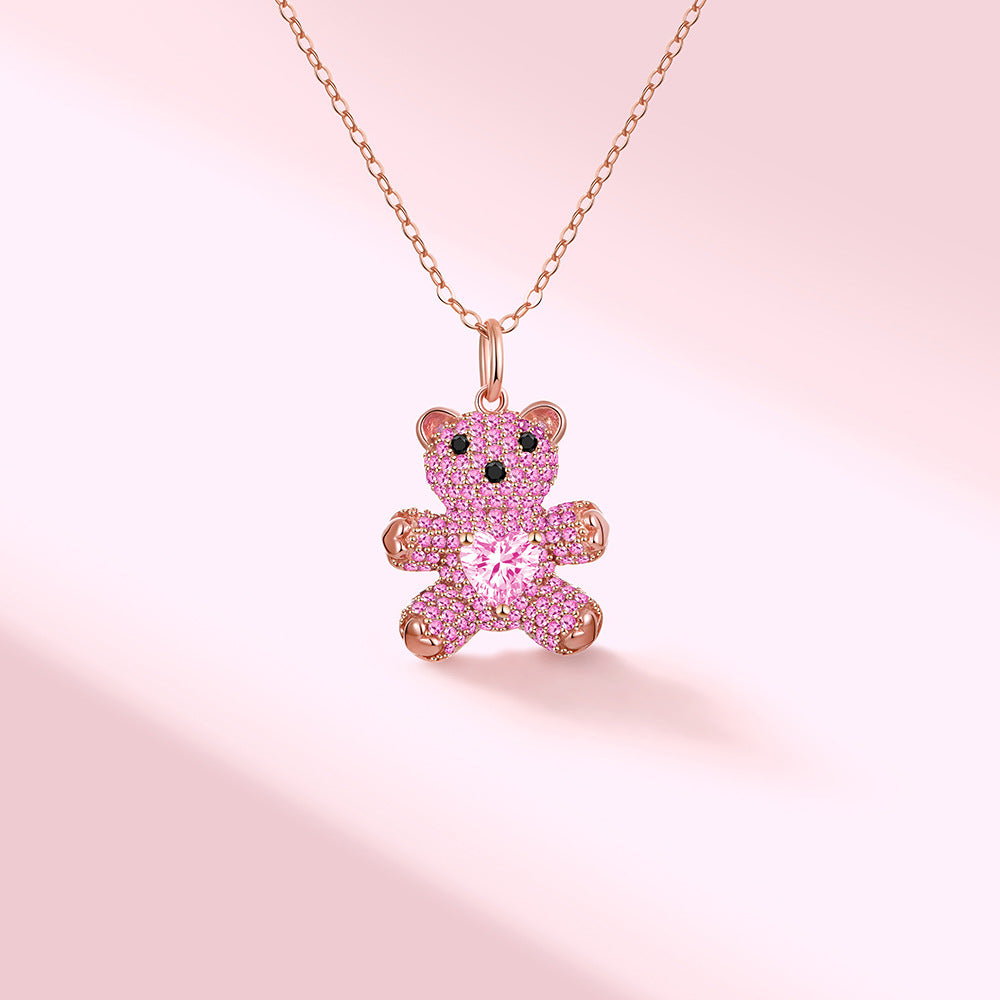 necklace  Bear necklace s925 silver collarbone chain with constant temperature and color change