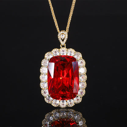 2024 New Jewelry Copper Bottom Gold Plated European and American Simulated Color Treasure Pendant Necklace