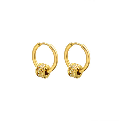 French style diamond studded geometric minimalist earrings titanium steel plated 18K gold versatile necklace set