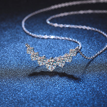 S925 pure silver pendant plated with pt950 minimalist style 1.7 carat D-color moissanite necklace