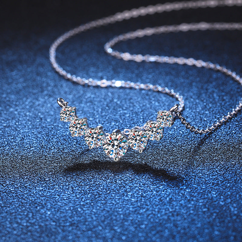 S925 pure silver pendant plated with pt950 minimalist style 1.7 carat D-color moissanite necklace