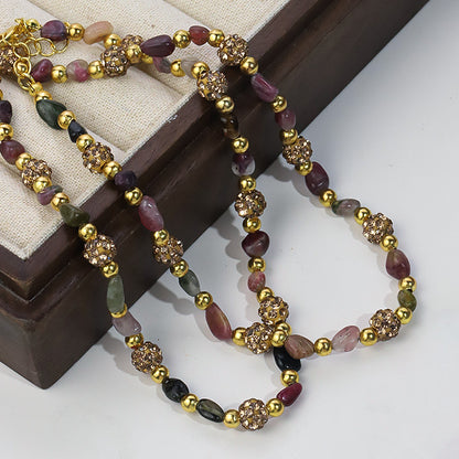 necklace  Natural purple ore crystal tourmaline necklace women's model
