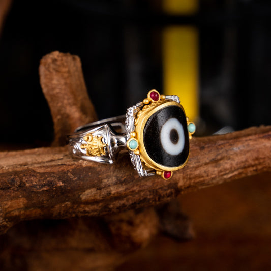 Tianzhu Ring Original Design S925 Pure Silver Plated Platinum Ethnic Style