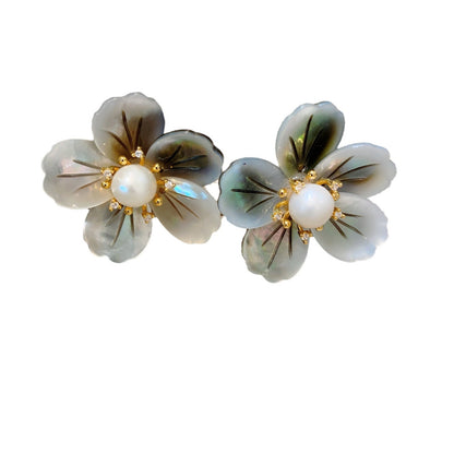 earrings  Vintage Natural Baroque Flower Freshwater Pearl Stud Earrings