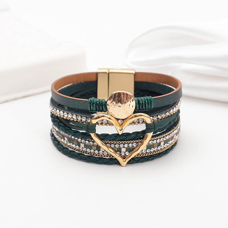 Hot selling Bohemian multi-layer leather bracelet hand woven women's bracelet