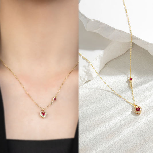 Fashionable and exquisite heart-shaped necklace, heart-shaped lock pendant, collarbone chain, popular zircon necklace