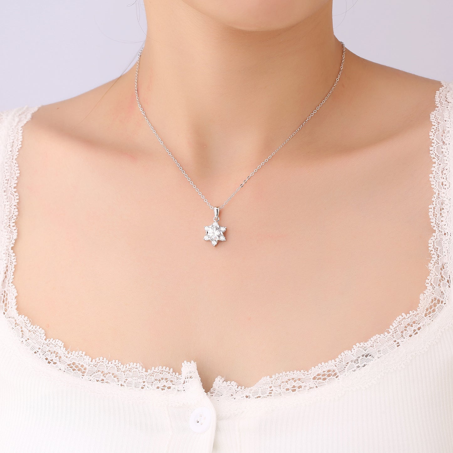 925 sterling silver Mozambique snowflake necklace non fading pendant silver collarbone chain