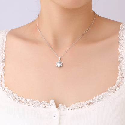 925 sterling silver Mozambique snowflake necklace non fading pendant silver collarbone chain
