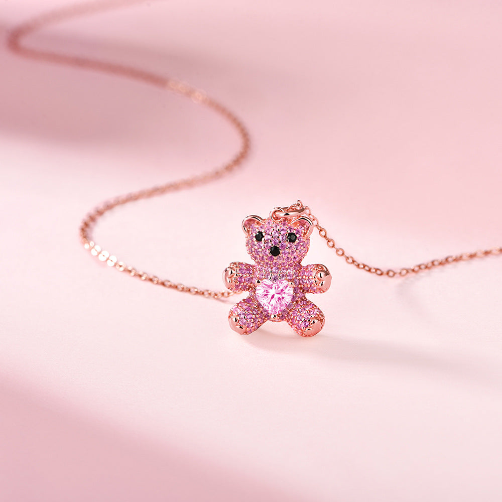 necklace  Bear necklace s925 silver collarbone chain with constant temperature and color change