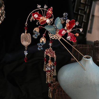 Bridal headwear, Xiuhe clothing, hair accessories, gold red glazed hairpins, fashionable accessories