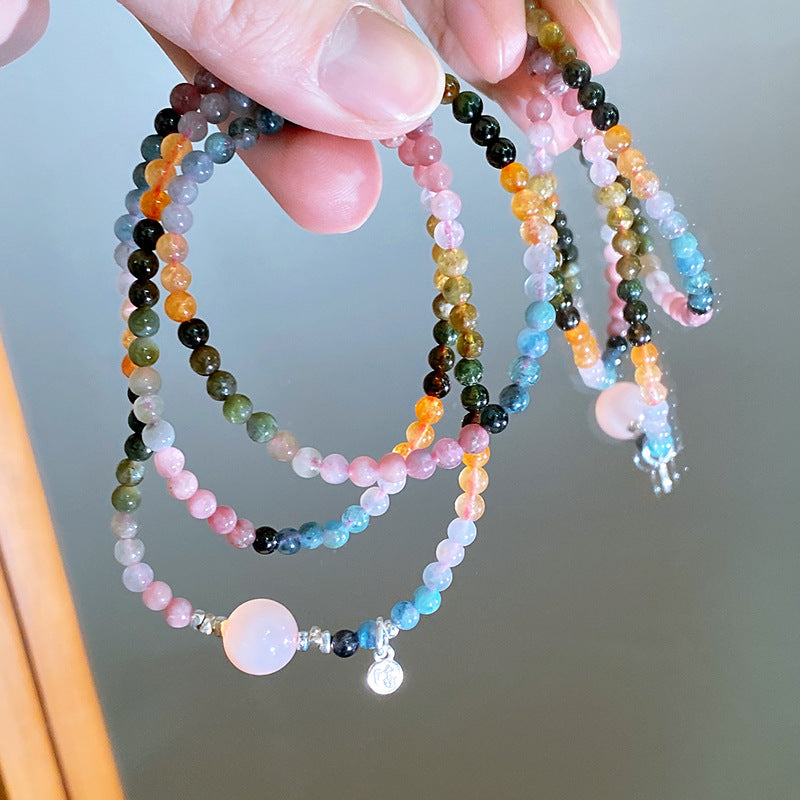 Bracelet  Hetian Jade Lotus Garnet Bearwax Bear Elastic Bracelet