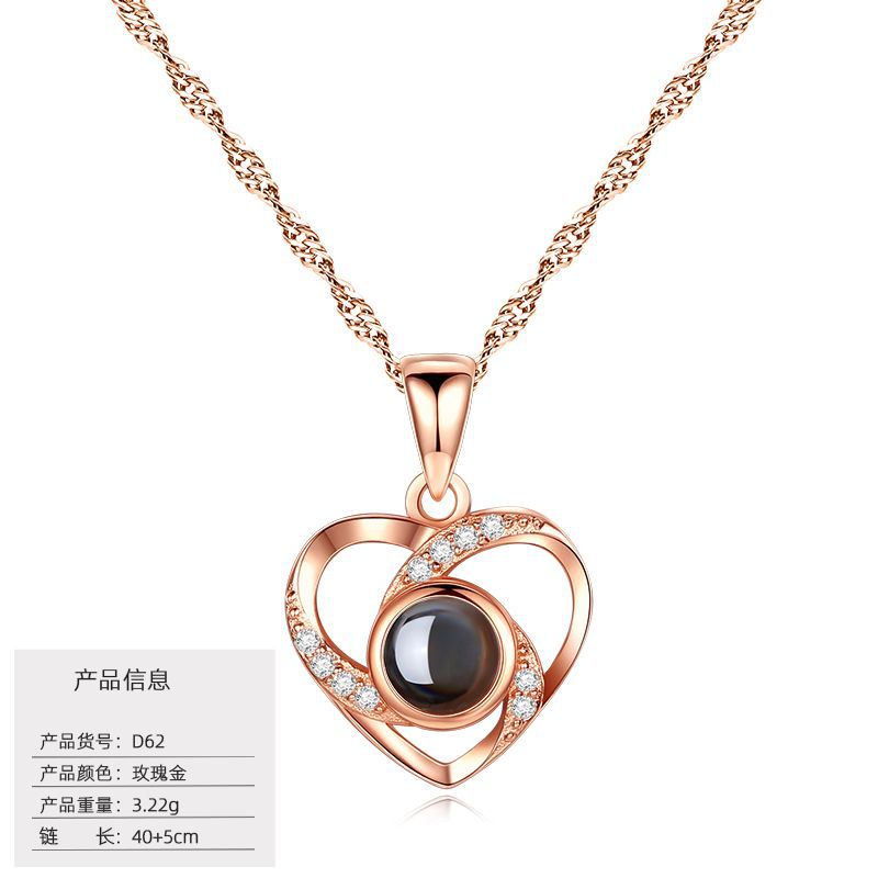 S925 Silver Love Projection Necklace Memory Necklace for Women