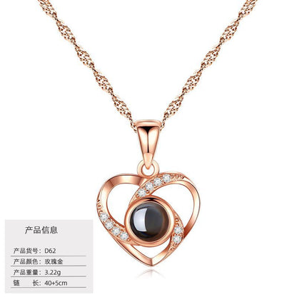 S925 Silver Love Projection Necklace Memory Necklace for Women