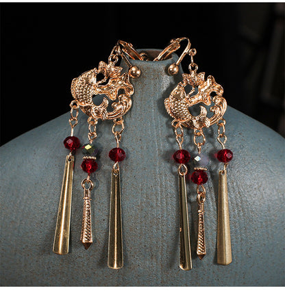 Bridal headwear, Xiuhe clothing, hair accessories, gold red glazed hairpins, fashionable accessories