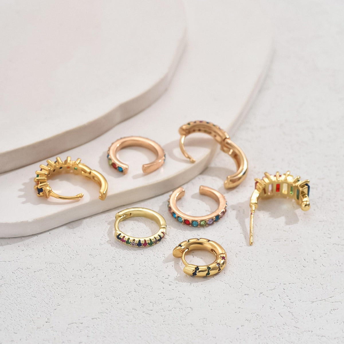 2024 New Copper Plated Earrings with Color Diamond Charm Earrings and Earrings