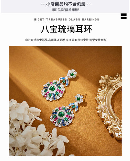 Colorful compass earrings gold-plated heavy industry fashionable and high-end evening earrings
