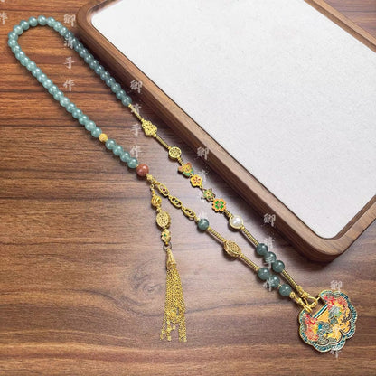 New Chinese style Chinese style necklace, ancient method of burning blue fish, leaping dragon gate, lock chain accessories, gift