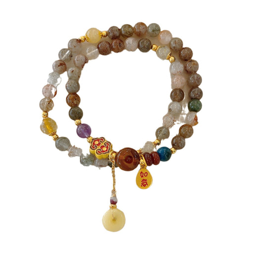 necklace  Ruyi gold silk jade beaded bracelet necklace women's new Chinese style