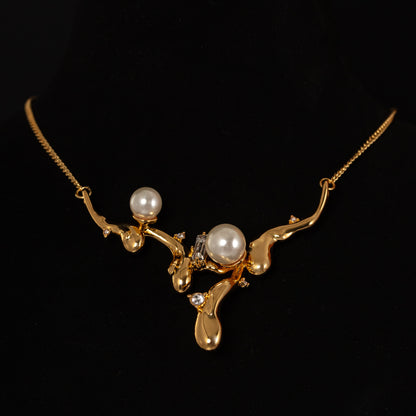 European and American style AB lava droplet pearl necklace with fashionable temperament accessories.