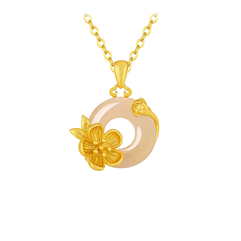 S925 sterling silver twelve flower god necklace, white jade marrow safety buckle pendant, versatile collarbone chain要