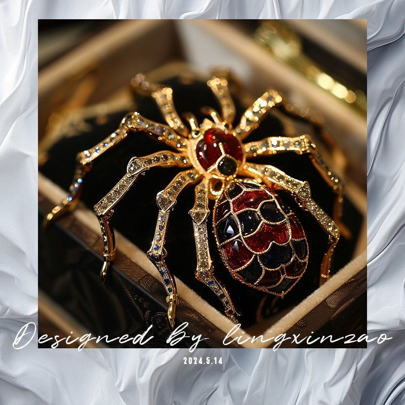 Lingxin Jewelry Creative New Copper Zircon Spider Brooch Bag Pendant Accessories Chest Flower Customization