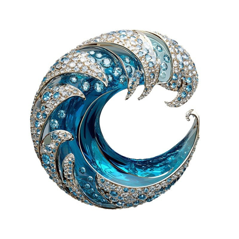Xiliang Concubine Luxurious and Premium Freshwater Pearl Brooch Original Wave Pin Enamel Wave Chest Flower Customization