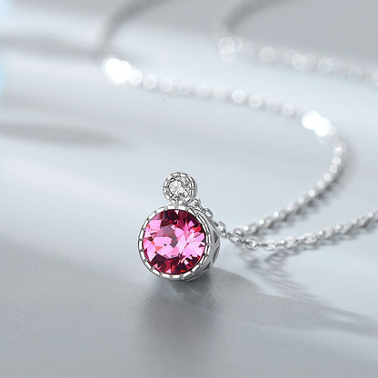 Classic Ocean Heart Necklace Women's Jewelry S925 Silver Crystal Pendant Clavicle Chain