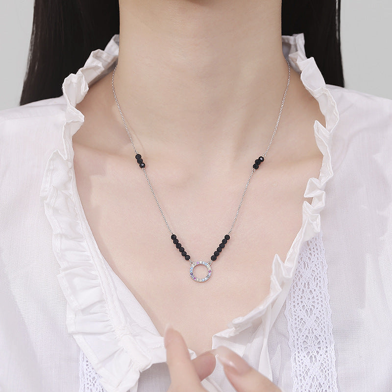 S925 pure silver diamond studded heart-shaped star necklace, fashionable and creative design, collarbone chain, fashionable accessory