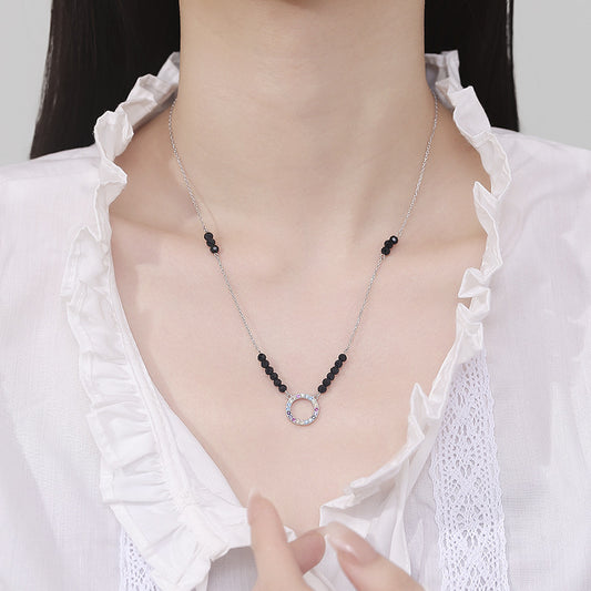 S925 pure silver diamond studded heart-shaped star necklace, fashionable and creative design, collarbone chain, fashionable accessory