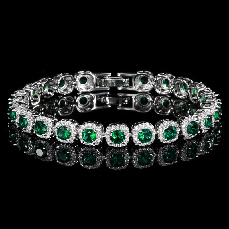 Jewelry European and American Retro Simulation Corundum Full Diamond Bracelet Handmade Main Stone 4mm