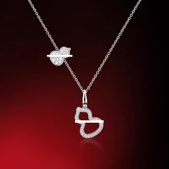 New Hulu Necklace Women's Red Agate White Beimu 925 Silver Ferry 18k Rose Gold Diamond Pendant Flat Ankle chain