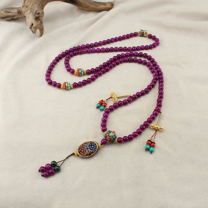 necklace  Long jade necklace for women Nepalese tassel crossbody chain ethnic style