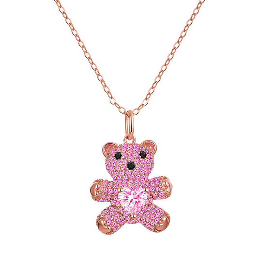 necklace  Bear necklace s925 silver collarbone chain with constant temperature and color change