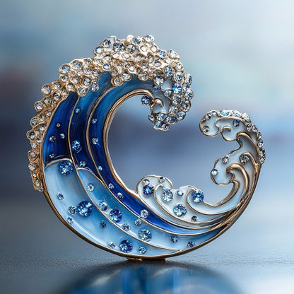 Xiliang Concubine Luxurious and Premium Freshwater Pearl Brooch Original Wave Pin Enamel Wave Chest Flower Customization