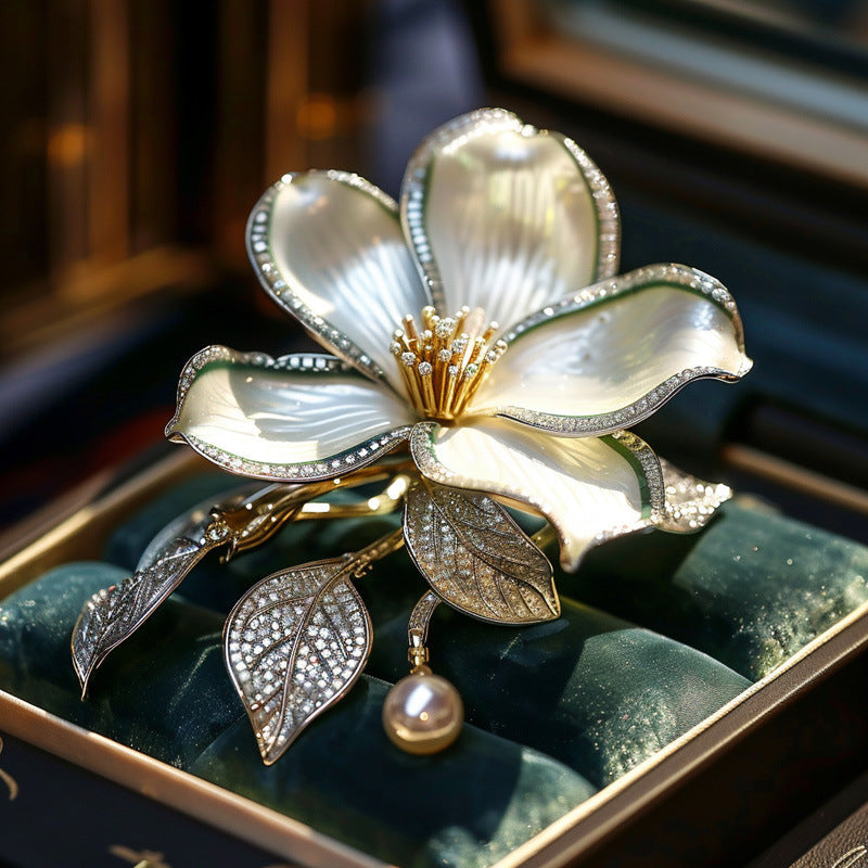 Jade orchid brooch cultural and creative gift chest flower