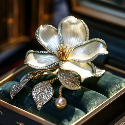 Jade orchid brooch cultural and creative gift chest flower