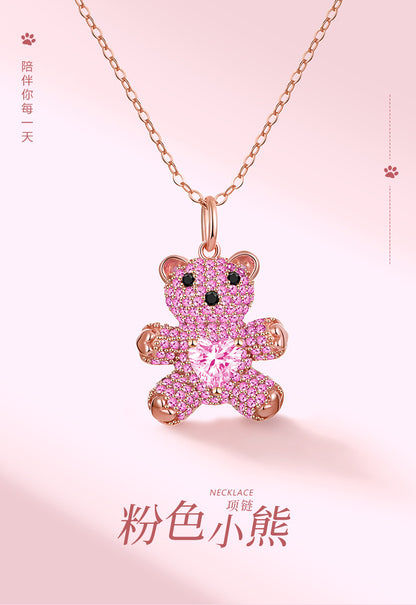 necklace  Bear necklace s925 silver collarbone chain with constant temperature and color change