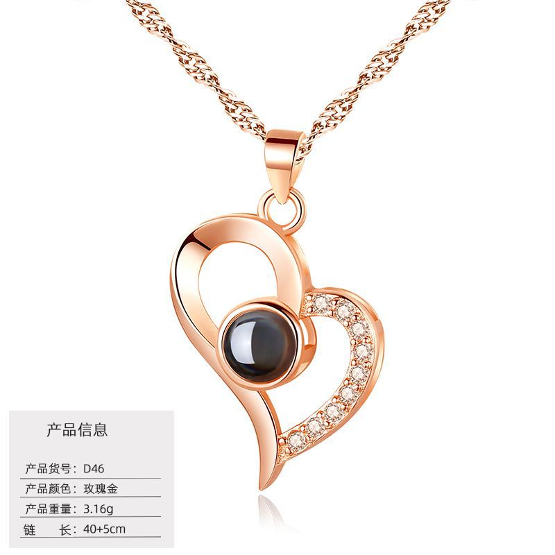S925 Silver Love Projection Necklace Memory Necklace for Women